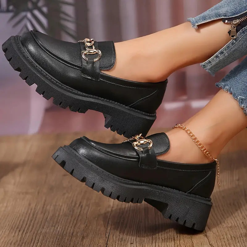 Chunky Loafers, Slip-On, Decor Ketting, Damesschoenen, Platform schoenen-Boutique Moda