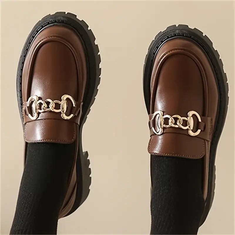 Chunky Loafers, Slip-On, Decor Ketting, Damesschoenen, Platform schoenen-Boutique Moda