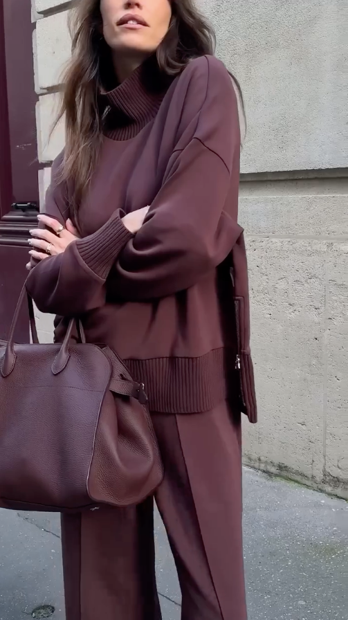 Co-Ord Set - Bourgondië - Oversized trui - Joggingbroek - Loungewear voor dames-Boutique Moda