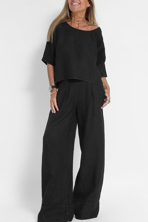 Co-Ord Set - Vrouwenset met oversized top en wijde broek voor de zomer-Boutique Moda