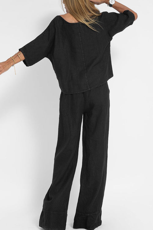 Co-Ord Set - Vrouwenset met oversized top en wijde broek voor de zomer-Boutique Moda