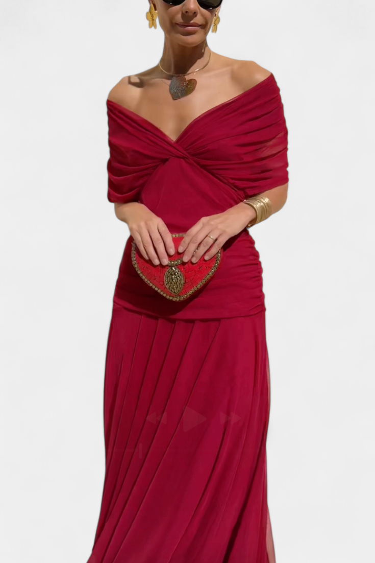 Cocktailjurk - Elegant - Soepel vallend - Off-shoulder jurk - Maxi-jurk-Boutique Moda