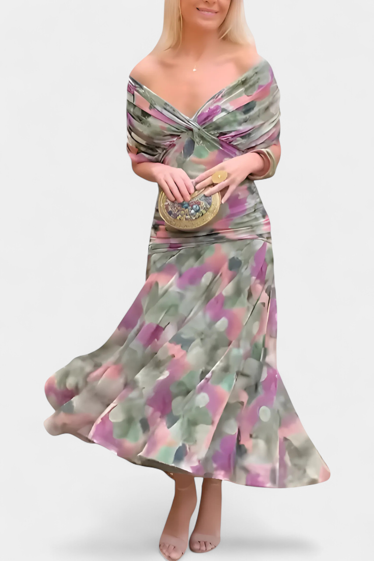 Cocktailjurk - Elegant - Soepel vallend - Off-shoulder jurk - Maxi-jurk-Boutique Moda