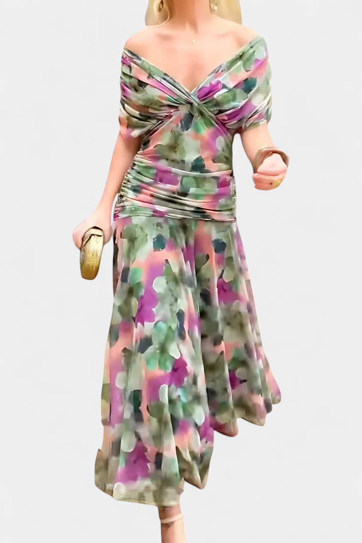 Cocktailjurk - Elegant - Soepel vallend - Off-shoulder jurk - Maxi-jurk-Boutique Moda