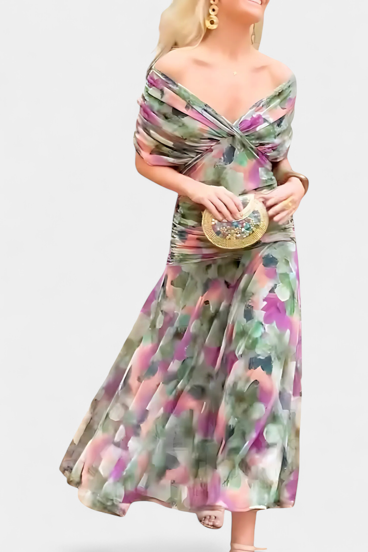 Cocktailjurk - Elegant - Soepel vallend - Off-shoulder jurk - Maxi-jurk-Boutique Moda