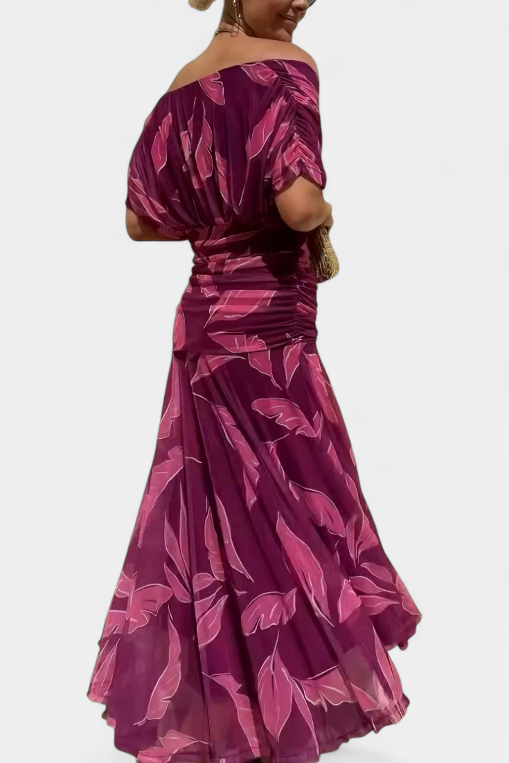 Cocktailjurk - Elegant - Soepel vallend - Off-shoulder jurk - Maxi-jurk-Boutique Moda