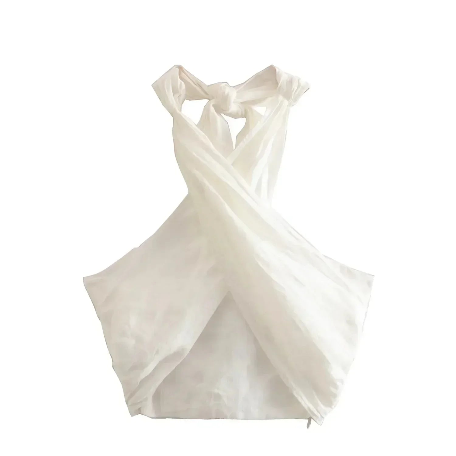 Coord Set - Linnen - Wijde pijpen - Halternek - Tweedelige set - Zomerkleding voor dames-Boutique Moda