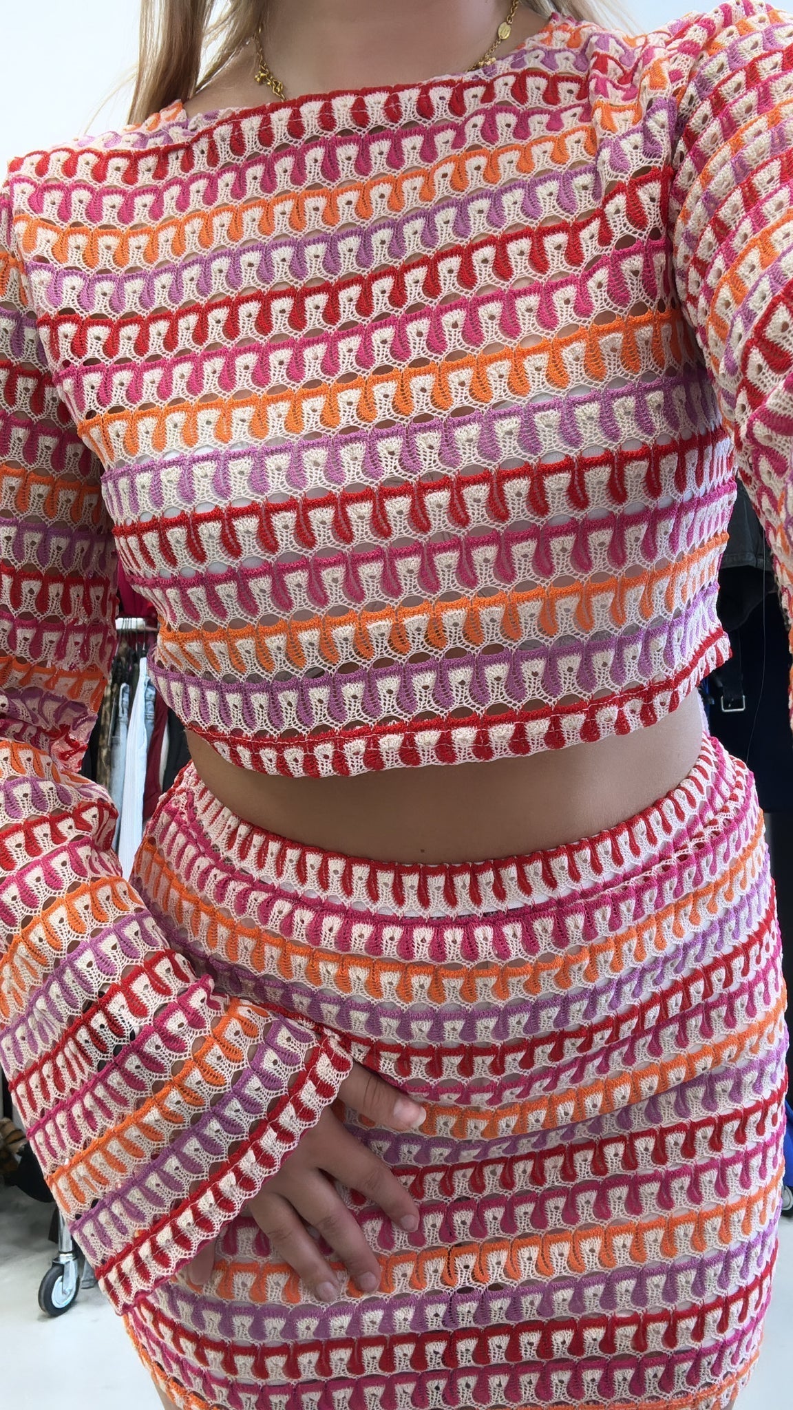 Coordingset - Gebreide tweedelige damesset met lange mouwen en minirok-Boutique Moda