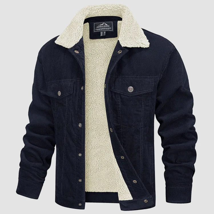Corduroy Jas | Met fleece gevoerd | Met knopen | Met sherpa gevoerde jas | Winterjas voor heren-Boutique Moda