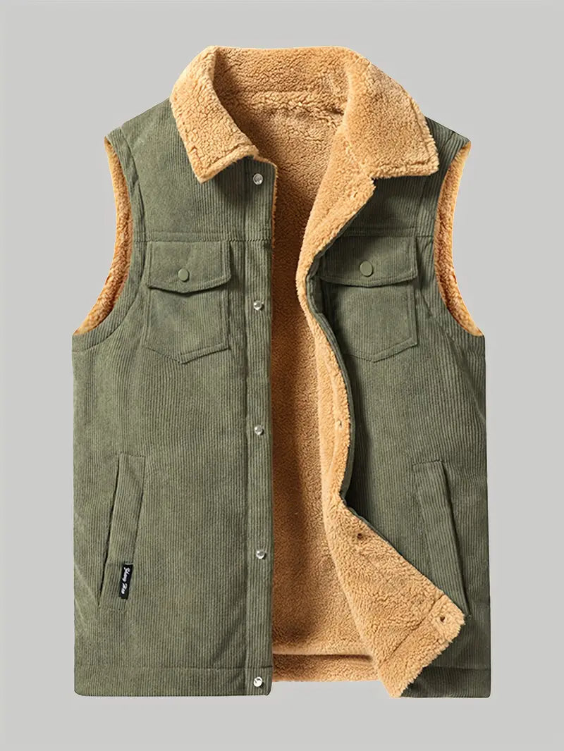 Corduroy Vest - Casual herenkleding Sherpa fleece gevoerd vest voor de herfst-Boutique Moda