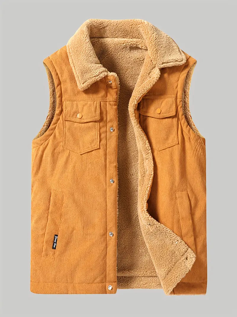 Corduroy Vest - Casual herenkleding Sherpa fleece gevoerd vest voor de herfst-Boutique Moda