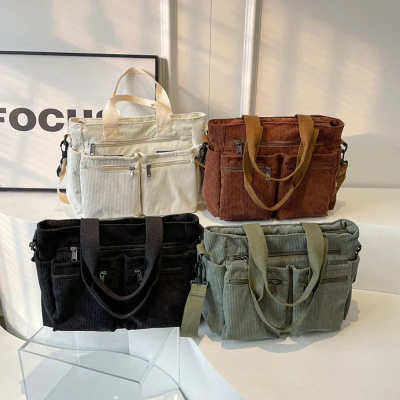 Corduroy tas - Dames schoudertas met meerdere vakken-Boutique Moda