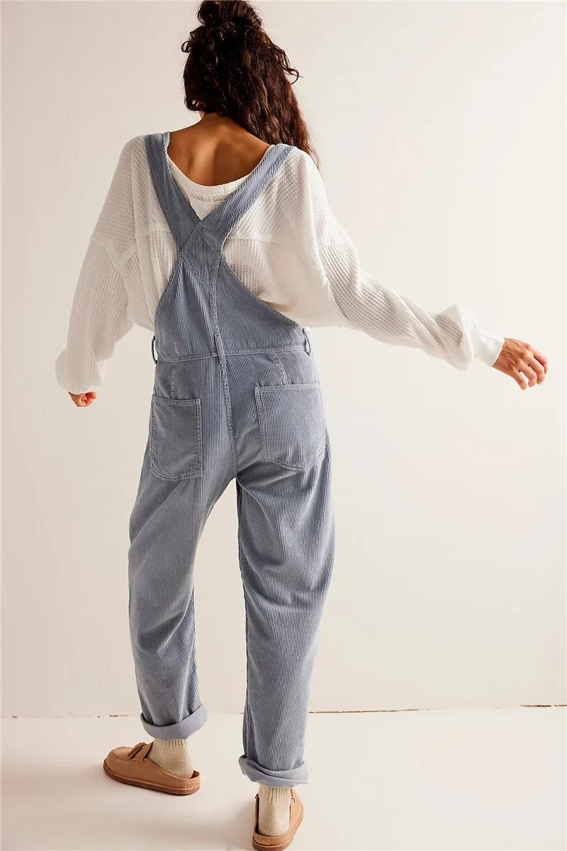 Corduroy tuinbroek | Mouwloos | Jumpsuit | Koord Overalls | Dameskleding-Boutique Moda