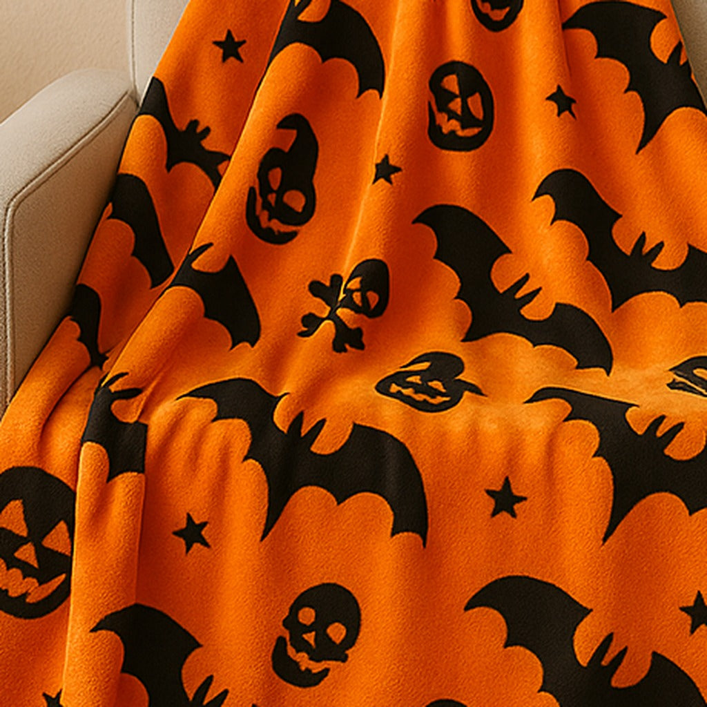 Halloween Deken - Oranje - Schedel - Halloween Plaid - Halloween Decoratie-Boutique Moda