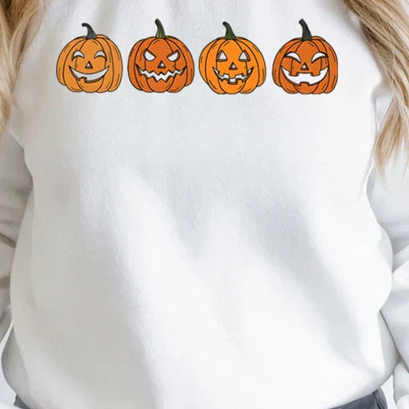 Halloween-trui - Zwart-witte pompoentrui voor dames-Boutique Moda