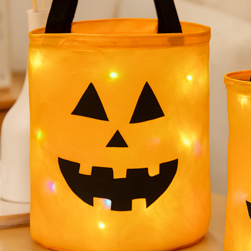Halloweenzak - LED-lampjes - Trick or Treating - Pompoenzak - Halloween Decoratie-Boutique Moda