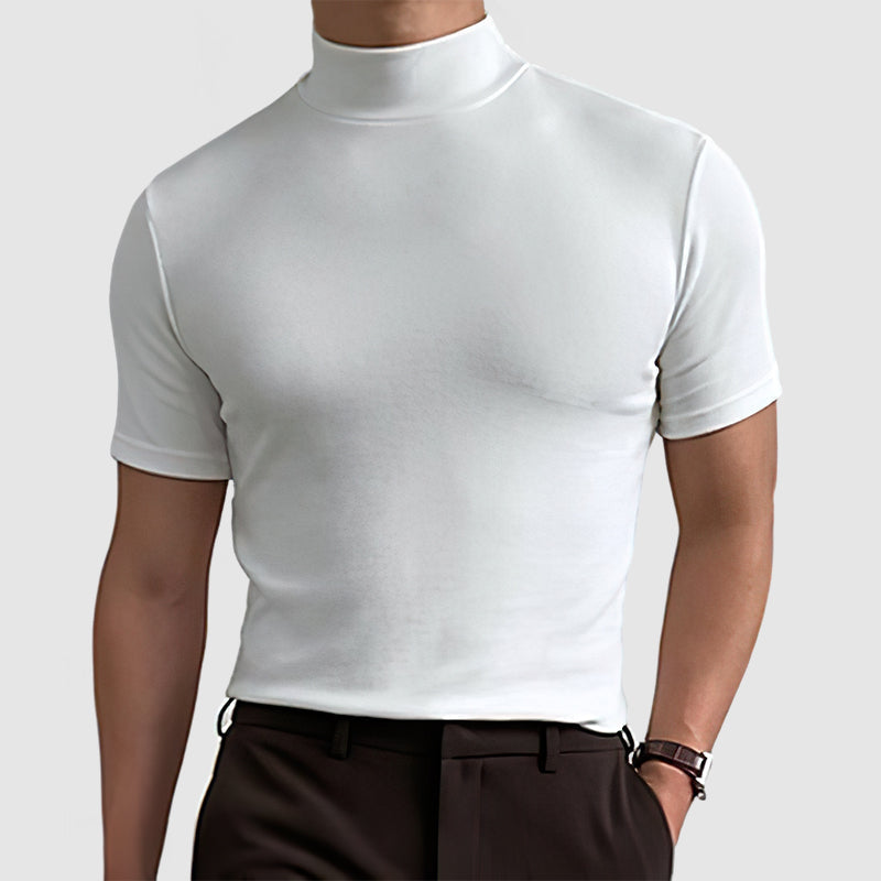 Daan | Stretch Katoenen Heren T-shirt | Opstaande Col-Boutique Moda