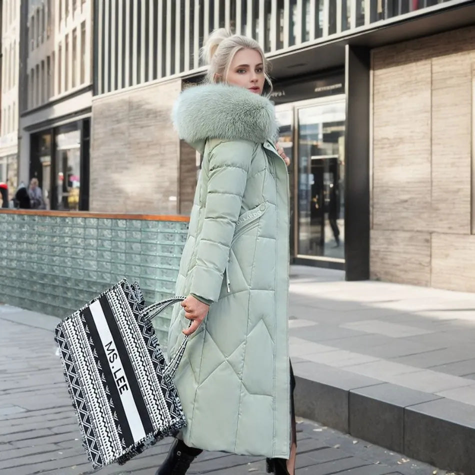 Dames lang pufferjack - Bontkraag - Gewatteerd - Winterjas - Dames lange overjas-Boutique Moda