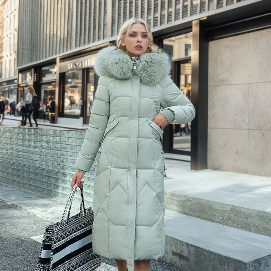 Dames lang pufferjack - Bontkraag - Gewatteerd - Winterjas - Dames lange overjas-Boutique Moda