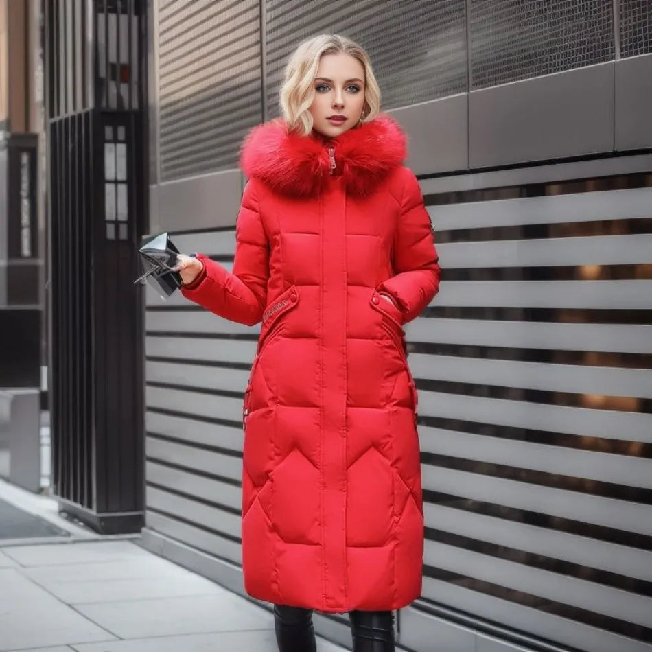 Dames lang pufferjack - Bontkraag - Gewatteerd - Winterjas - Dames lange overjas-Boutique Moda