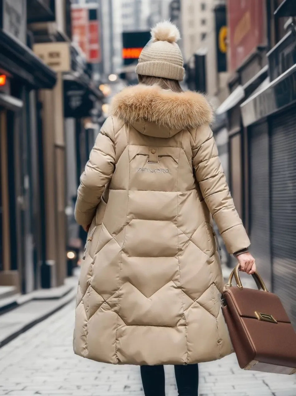 Dames lang pufferjack - Bontkraag - Gewatteerd - Winterjas - Dames lange overjas-Boutique Moda