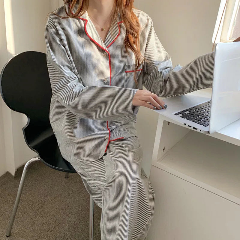 Damespyjama | Gestreepte | Lange mouwen | Pyjamaset | Damespyjama-Boutique Moda