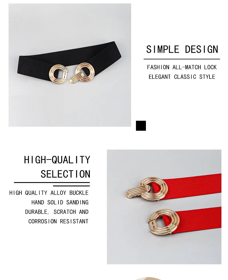 Damesriem - Stretch - Gouden gesp - Elastische riem - Tailleband-Boutique Moda