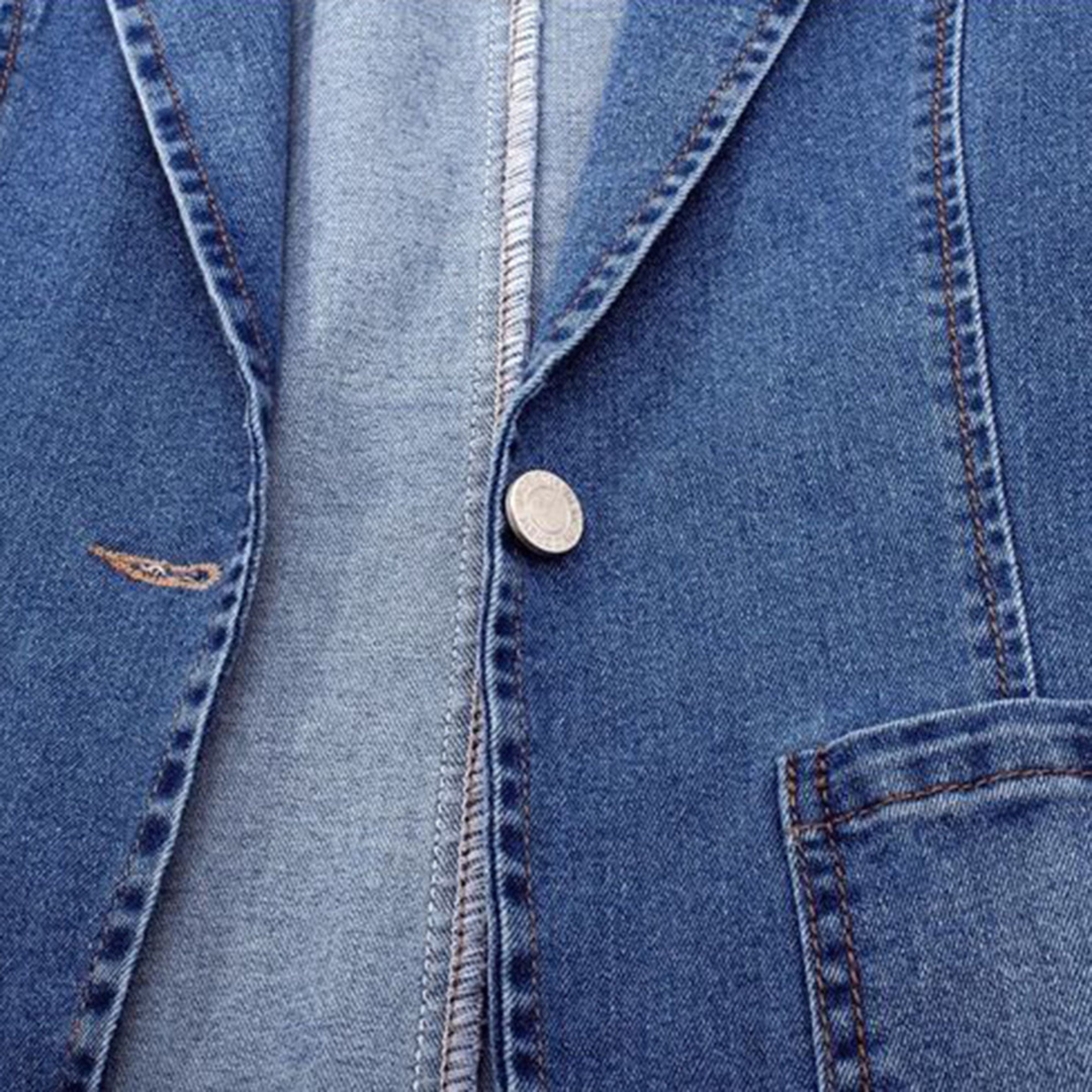 Denim Blazer - Casual Loose Fit Single Breasted Denim Blazerjack voor dames-Boutique Moda