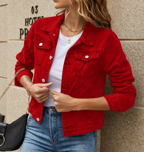 Denim jack - Basic Cropped Jean jack voor dames-Boutique Moda