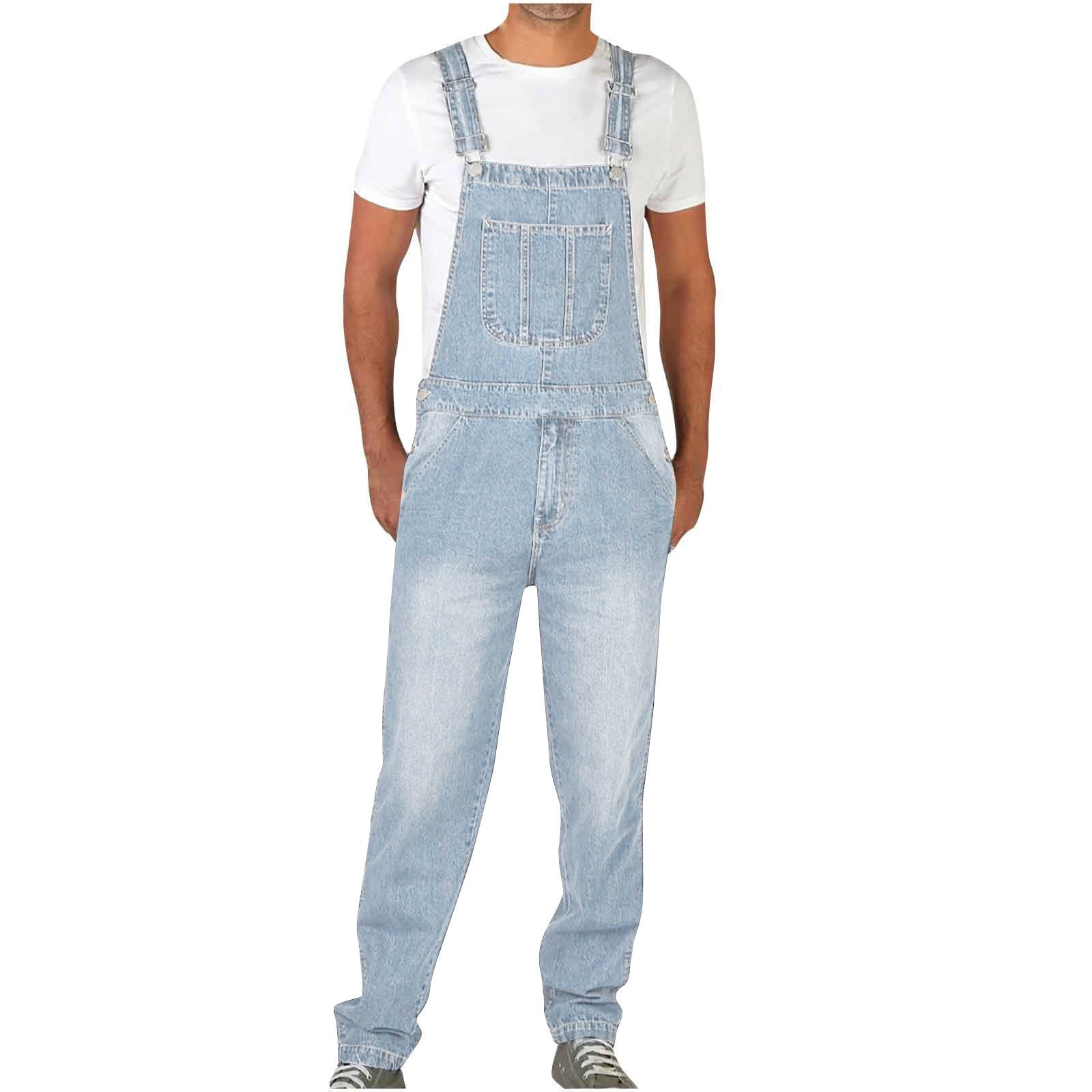 Denim-overalls – Casual overalls voor heren met relaxte pasvorm-Boutique Moda