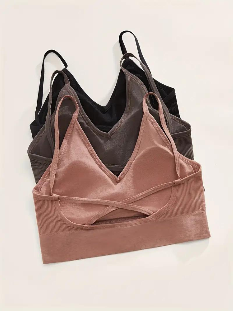 Diantha Beha Set | 3-Delige Geribbelde Draadloze Bralette Set-Boutique Moda