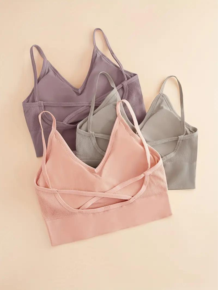 Diantha Beha Set | 3-Delige Geribbelde Draadloze Bralette Set-Boutique Moda