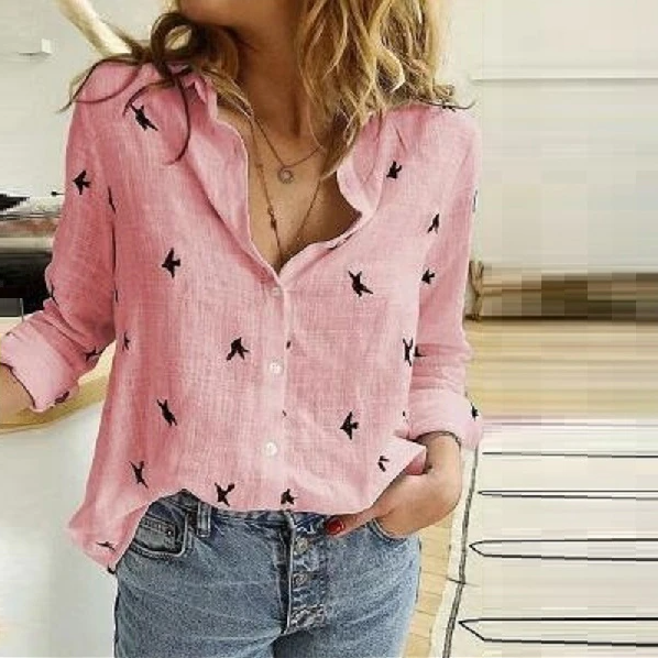 Doorknoopblouse | Met Kraag | Lichtgewicht | Dames Blouse met Lange Mouwen-Boutique Moda