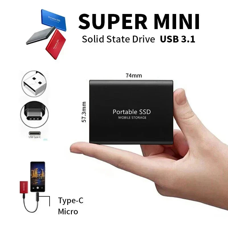 Draagbare SSD | USB C | 128 TB | Externe SSD | Solid State Drive-Boutique Moda