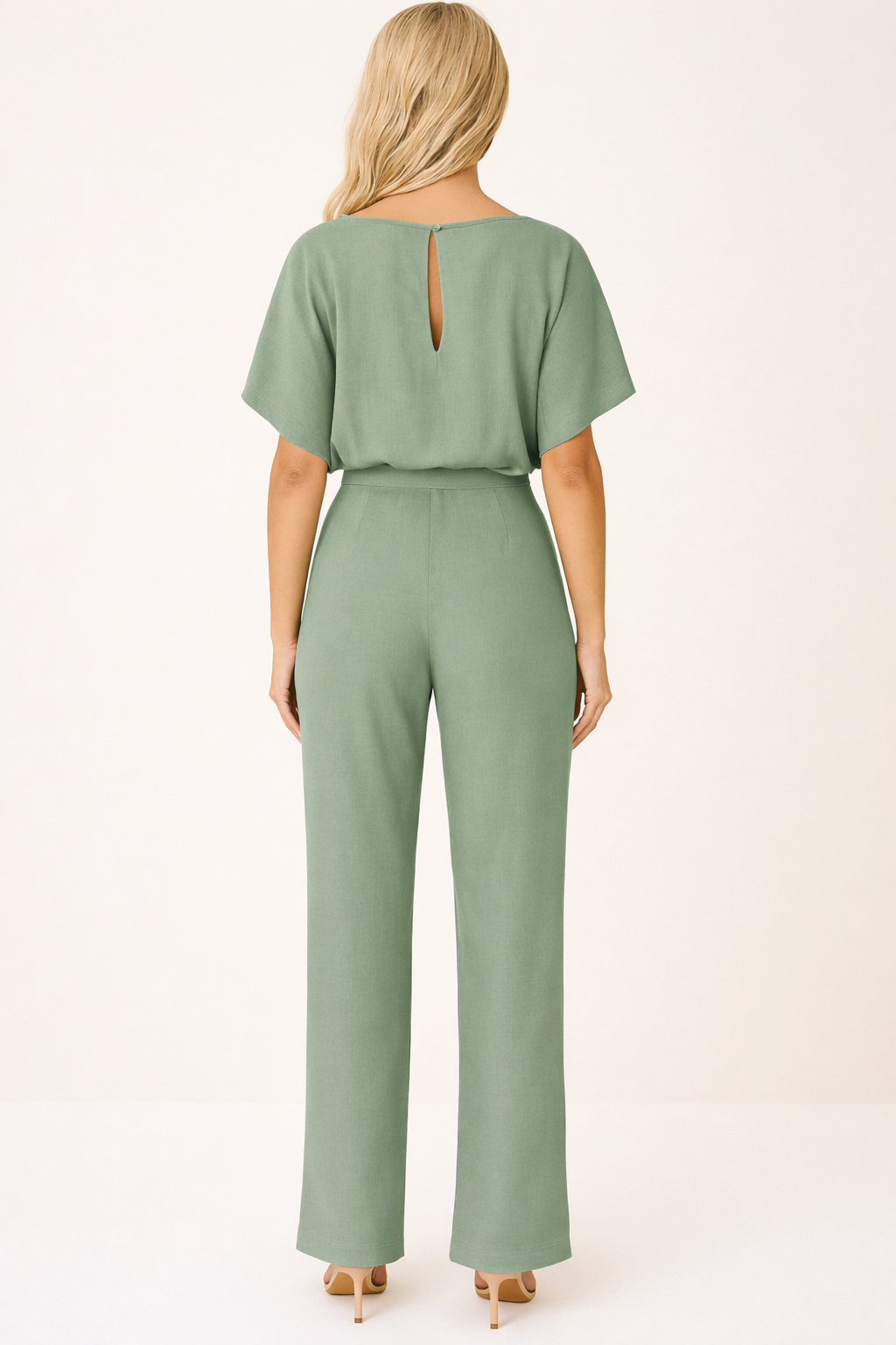 Elegante jumpsuit – Jumpsuit met korte mouwen en strikceintuur voor dames-Boutique Moda