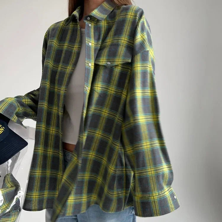 Flanellen overhemd - Katoen - Ruit - Oversized overhemd - Flanellen overhemden voor dames-Boutique Moda