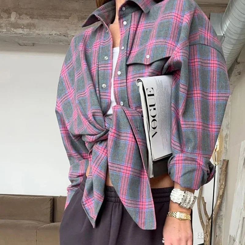 Flanellen overhemd - Katoen - Ruit - Oversized overhemd - Flanellen overhemden voor dames-Boutique Moda