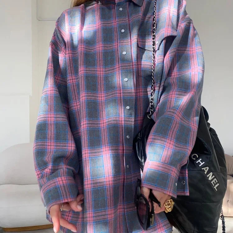 Flanellen overhemd - Katoen - Ruit - Oversized overhemd - Flanellen overhemden voor dames-Boutique Moda
