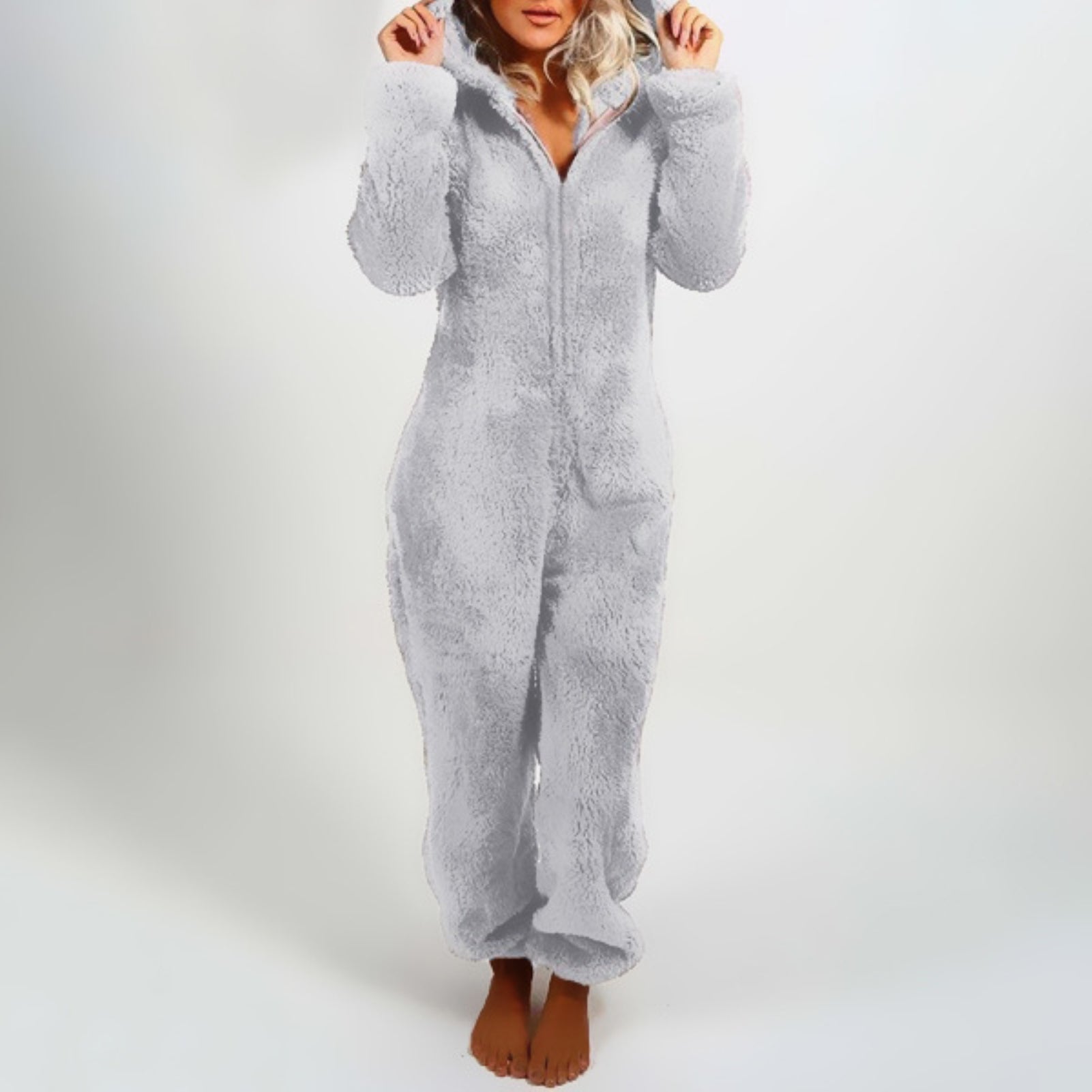 Fleece Jumpsuit | Lange Mouwen | Capuchon | Fleece Overalls | Dames Loungewear-Boutique Moda