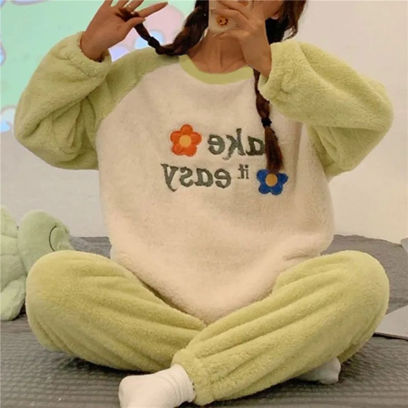 Fleece Pyjama - Fluffy - Lange Mouw - Winter Pyjama voor Vrouwen - Loungewear-Boutique Moda