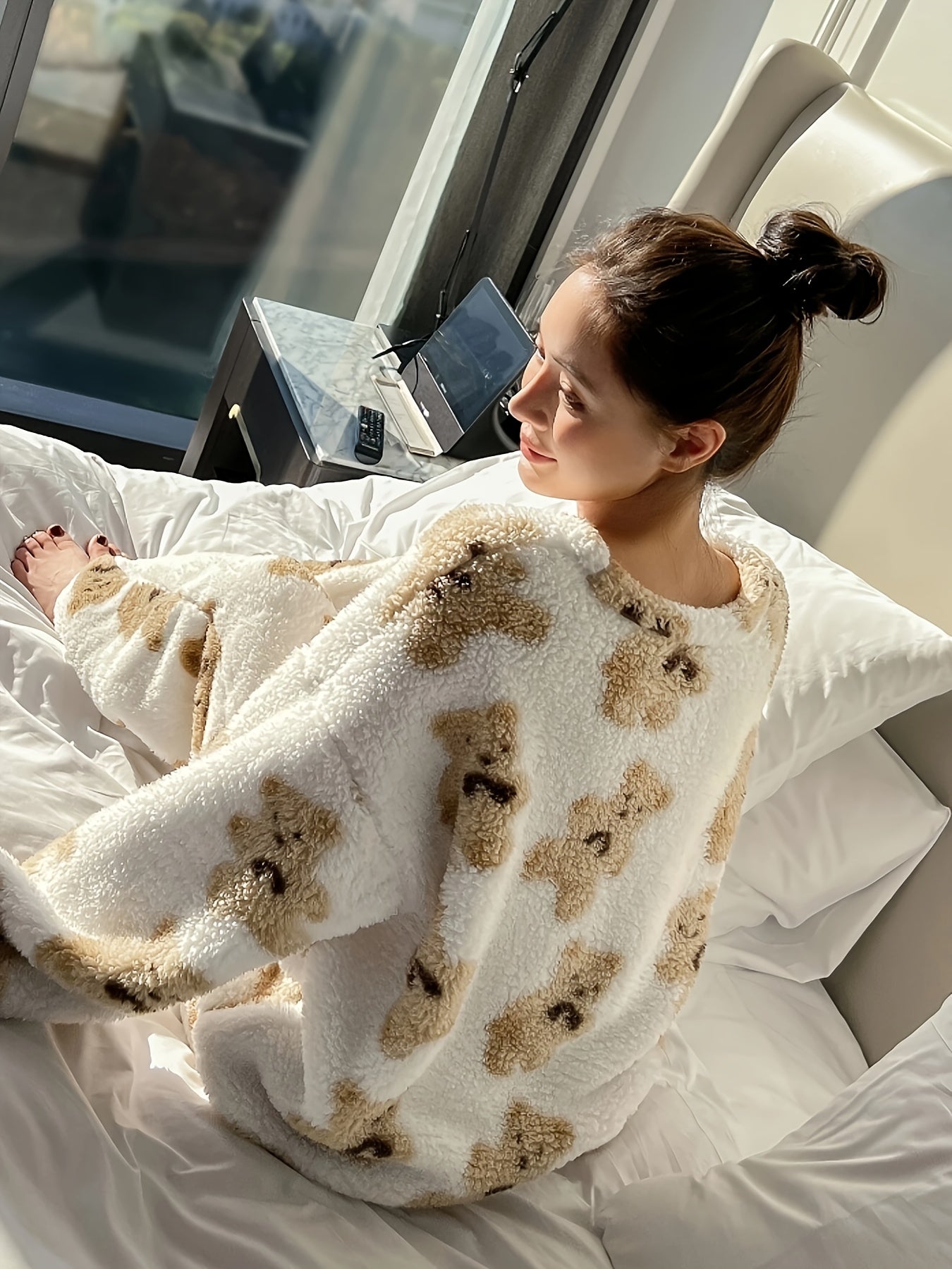 Fleece Pyjama | Lange Mouw | Teddy | Winter Pyjama | Dames Loungewear-Boutique Moda