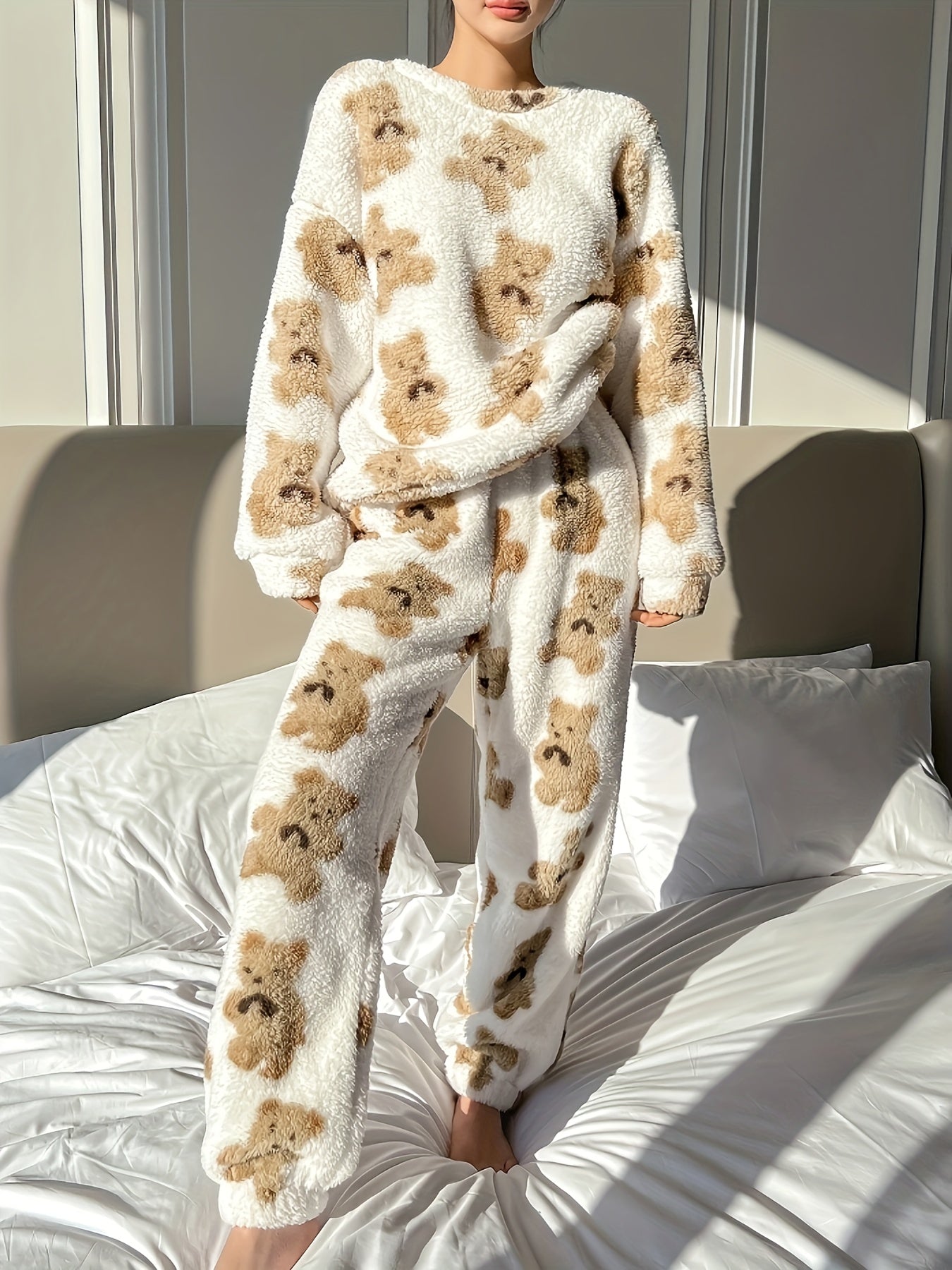Fleece Pyjama | Lange Mouw | Teddy | Winter Pyjama | Dames Loungewear-Boutique Moda