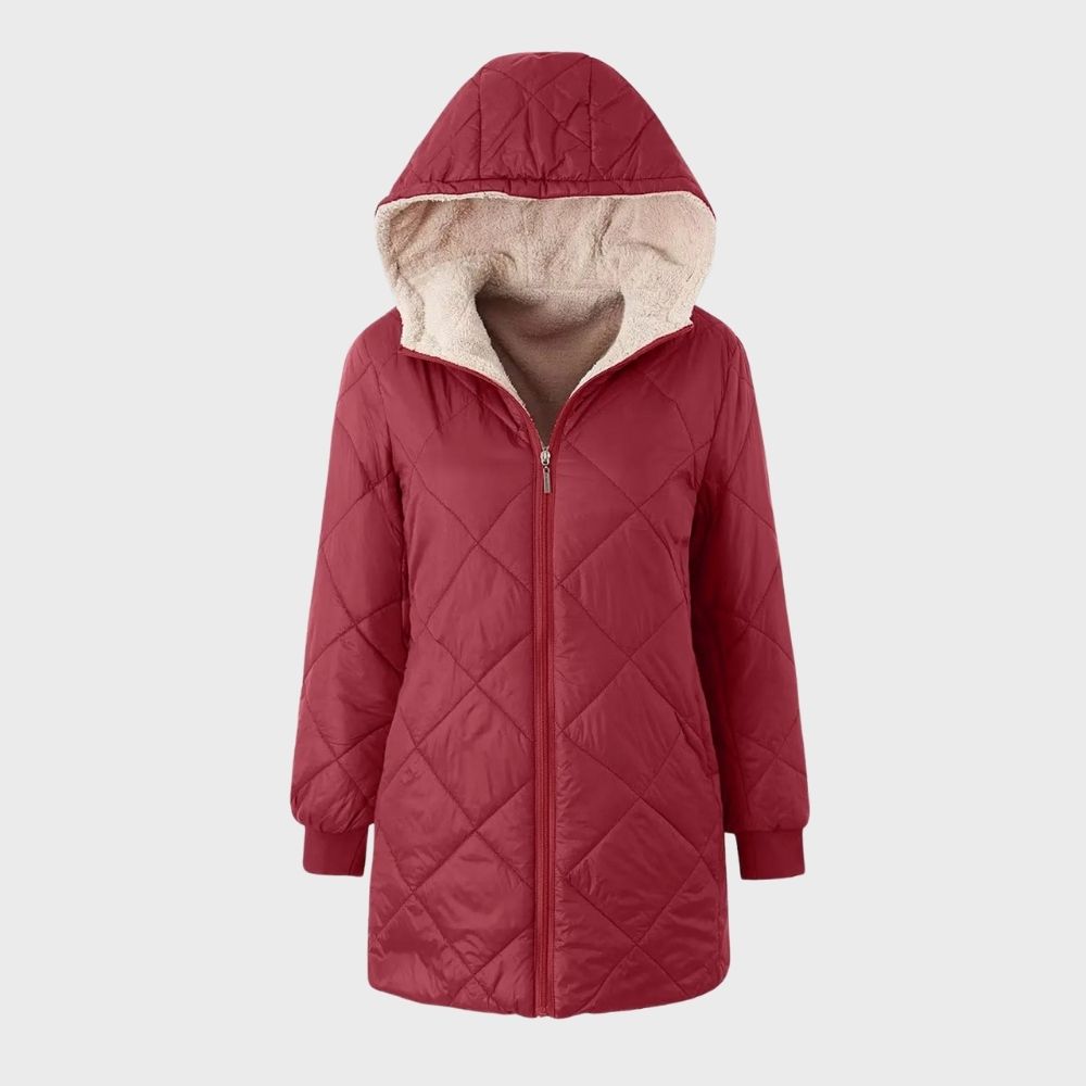 Fleece gevoerde jas | Capuchon | Zip-Up | Gewatteerde jas | Winterjassen voor dames-Boutique Moda