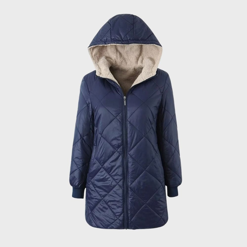 Fleece gevoerde jas | Capuchon | Zip-Up | Gewatteerde jas | Winterjassen voor dames-Boutique Moda
