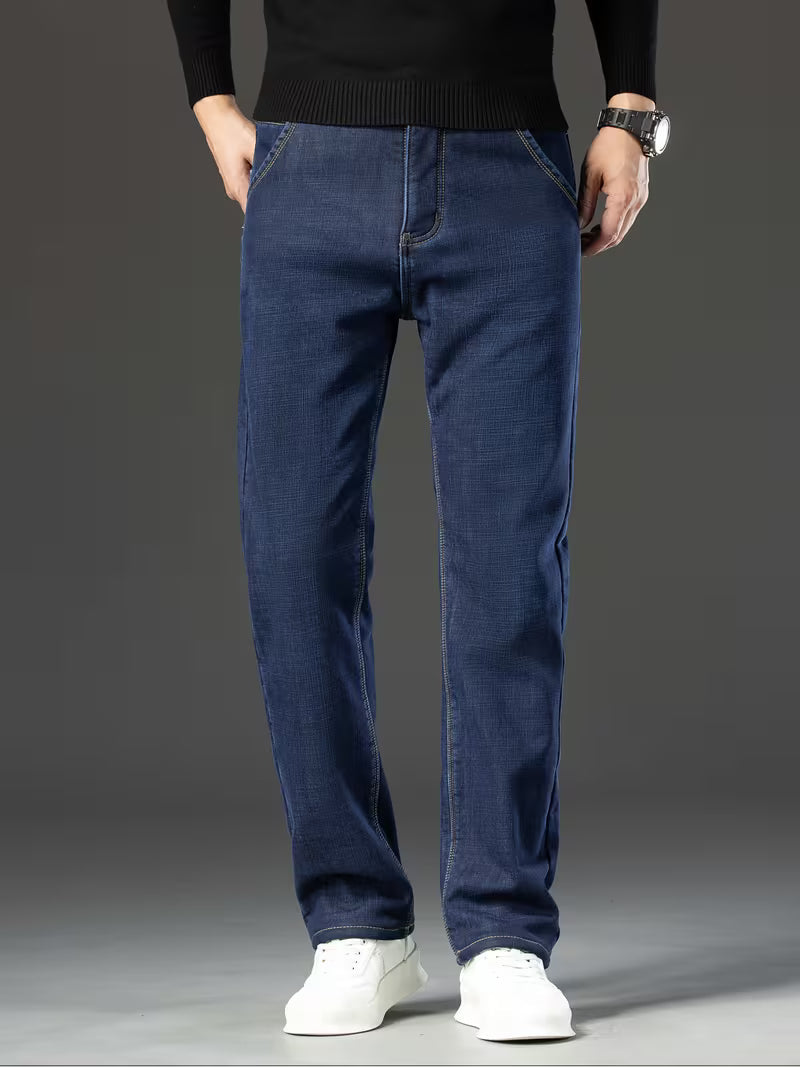 Fleece gevoerde jeans - Stretch jeans met rechte pijpen voor heren-Boutique Moda