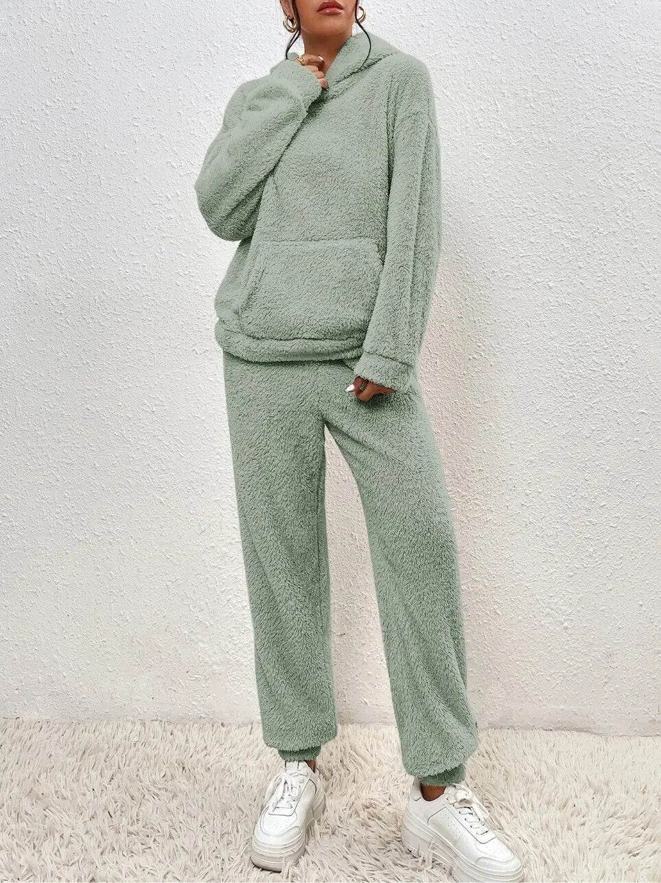 Fleece loungewear | Comfortabel | Teddyfleece | Hoodie en joggingbroek set | Loungewear voor dames-Boutique Moda