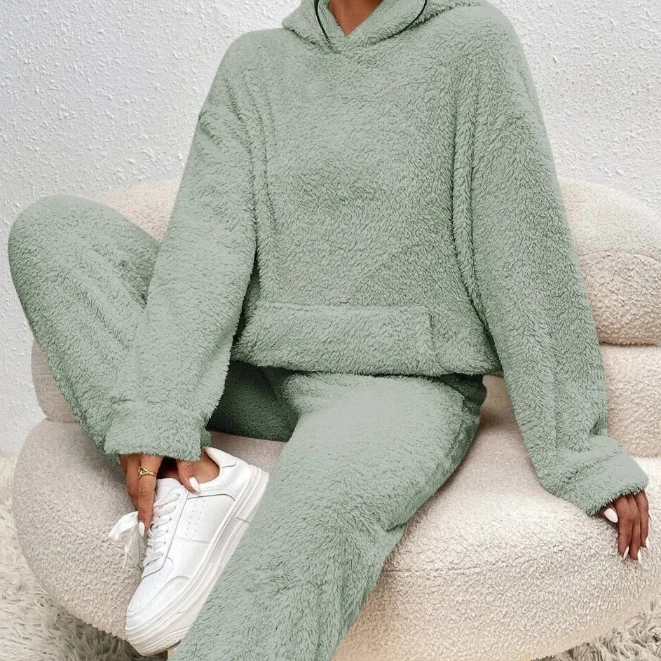 Fleece loungewear | Comfortabel | Teddyfleece | Hoodie en joggingbroek set | Loungewear voor dames-Boutique Moda