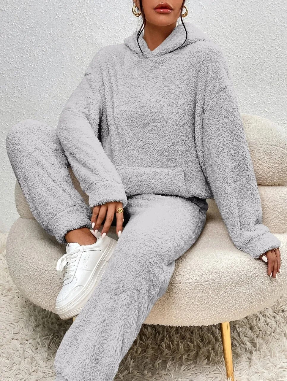 Fleece loungewear | Comfortabel | Teddyfleece | Hoodie en joggingbroek set | Loungewear voor dames-Boutique Moda