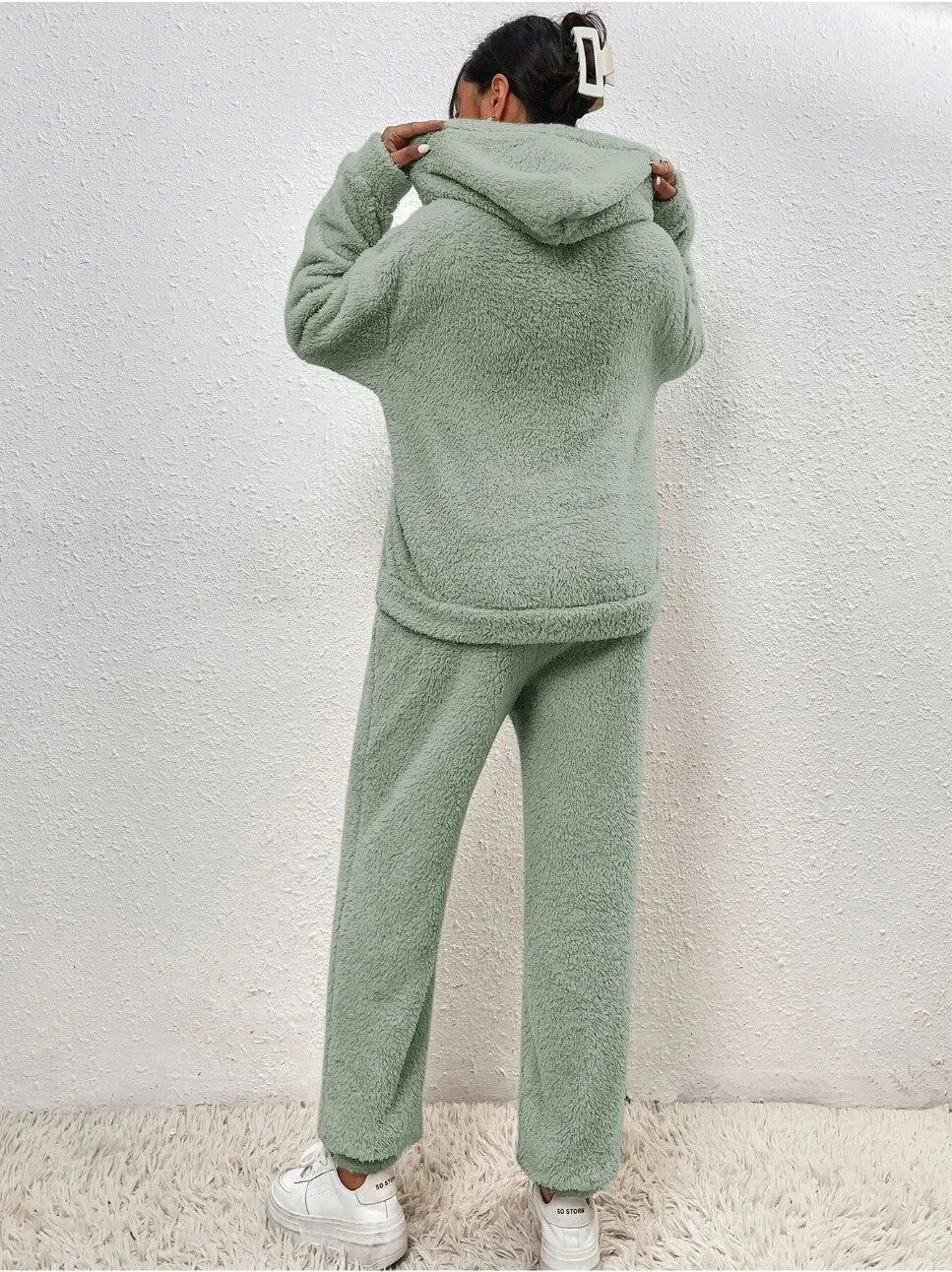 Fleece loungewear | Comfortabel | Teddyfleece | Hoodie en joggingbroek set | Loungewear voor dames-Boutique Moda