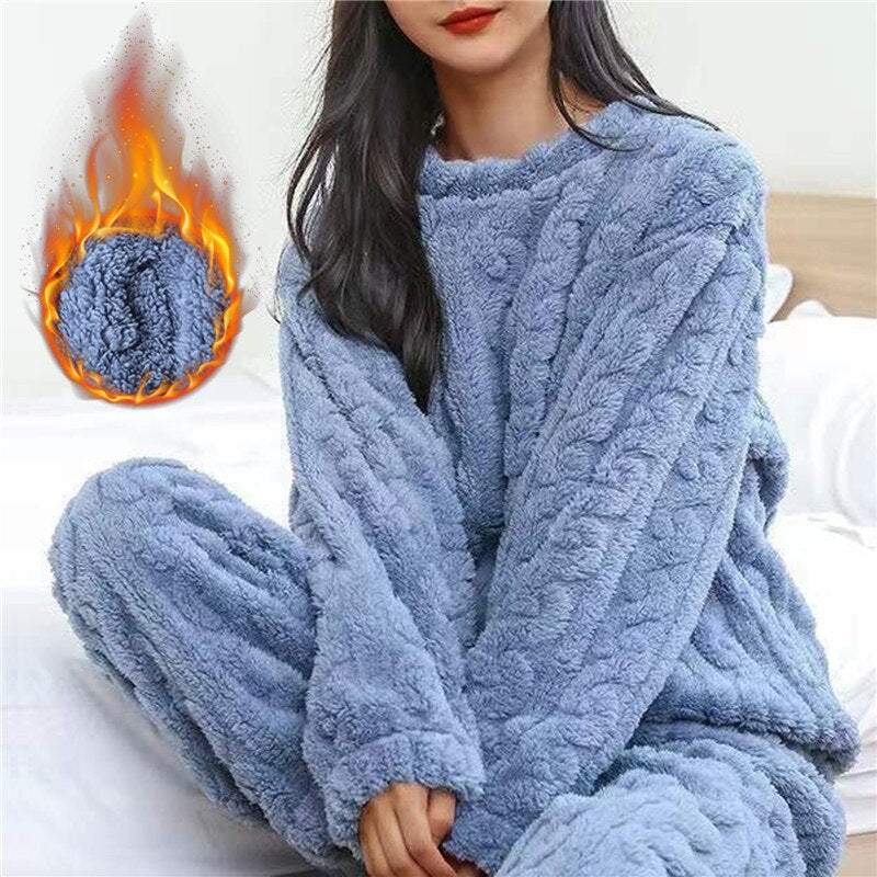 Fleece pyjama | Lange Mouwen | Warm | Donzige Pyjama | Dames Loungewear-Boutique Moda
